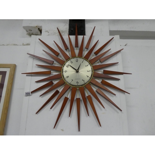 966 - A stunning vintage Newgate sunburst wall clock.  Approx 68cm dia.