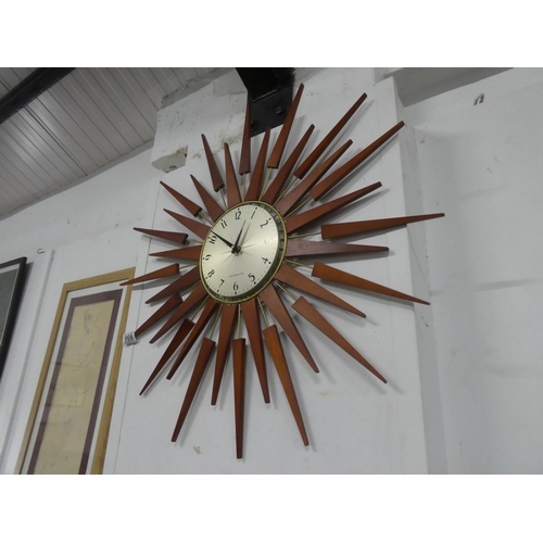 966 - A stunning vintage Newgate sunburst wall clock.  Approx 68cm dia.