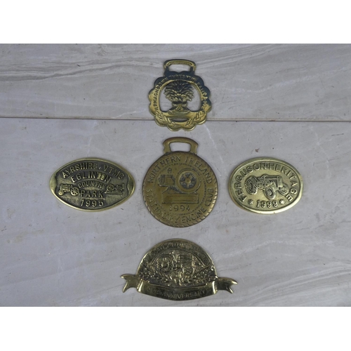 992 - Five brass vintage rally plaques to include Ayrshire VTMC Eglinton 1995, Ferguson Heritage 1999, Cou... 