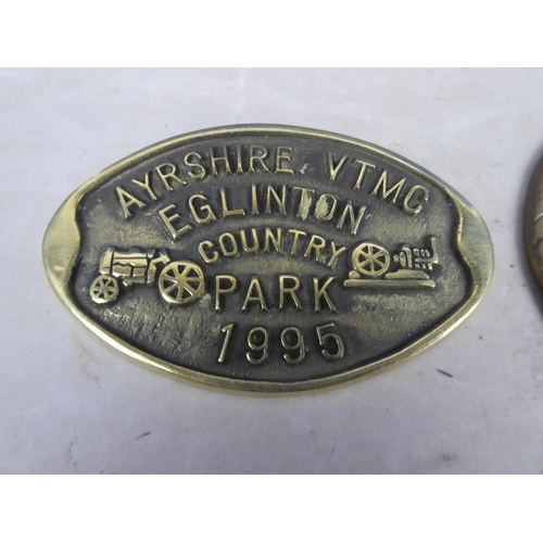 992 - Five brass vintage rally plaques to include Ayrshire VTMC Eglinton 1995, Ferguson Heritage 1999, Cou... 