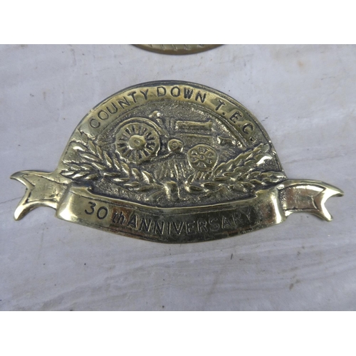 992 - Five brass vintage rally plaques to include Ayrshire VTMC Eglinton 1995, Ferguson Heritage 1999, Cou... 