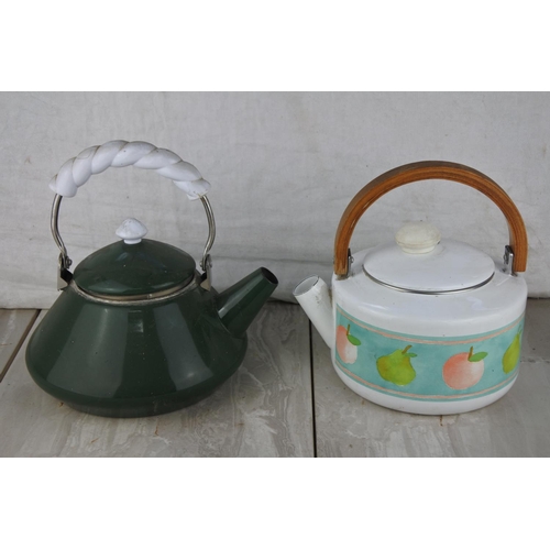 1022 - Two enamel teapots.