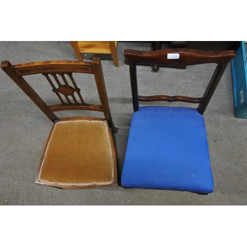 1044 - An antique mahogany framed chair and another antique mahogany inlaid chair.