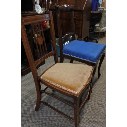 1044 - An antique mahogany framed chair and another antique mahogany inlaid chair.