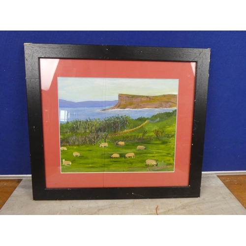 637 - A framed oil painting of Fairhead signed R Stevenson. Approx 43x38cm.