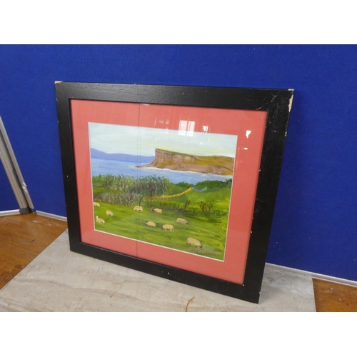 637 - A framed oil painting of Fairhead signed R Stevenson. Approx 43x38cm.