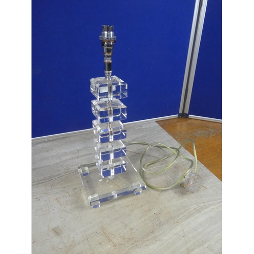 642 - A modern glass table lamp base.  Approx 42cm.