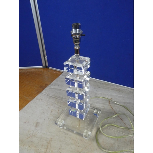 642 - A modern glass table lamp base.  Approx 42cm.