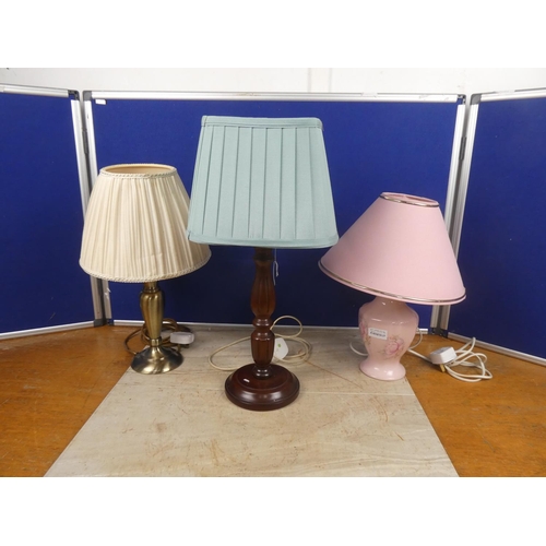 649 - Three table lamps.  Tallest approx 50cm.