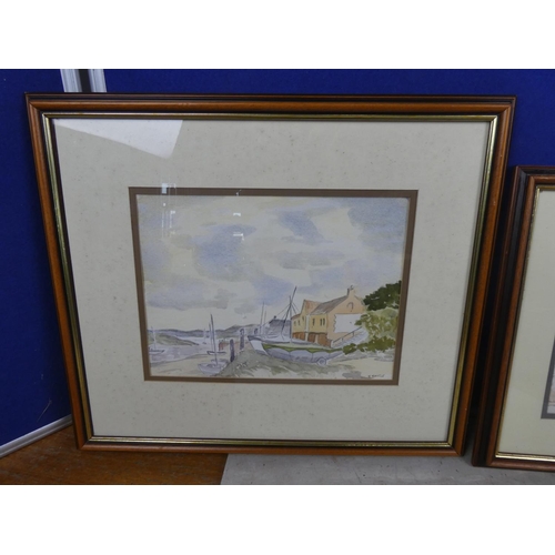 655 - Two framed watercolours of harbour scenes by J Turtle.  Largest approx 49x41cm.