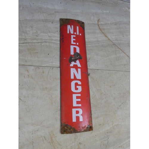 684 - An enamel 'Danger' sign for Northern Ireland Electricity.  Approx 8x31cm.