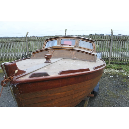 1212 - A stunning 19ft clinker fishing boat with cabin and boat trailer.