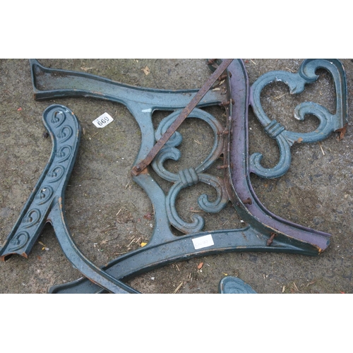 1227 - A pair of garden bench ends. (A/F).