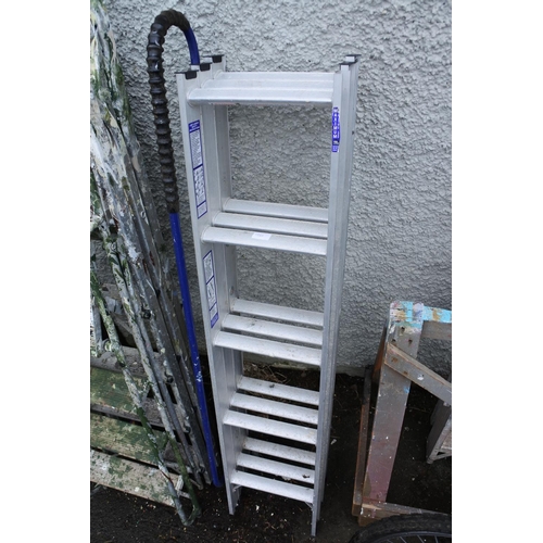 1230 - A metal extending ladder.