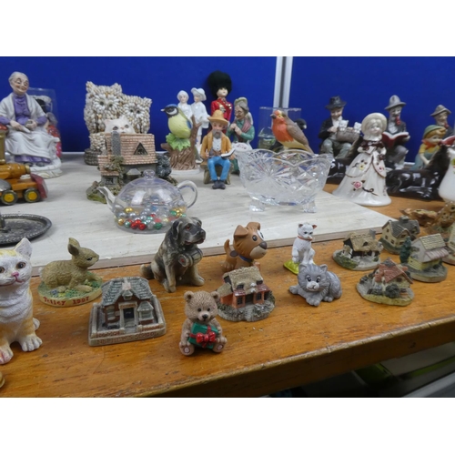 1132 - A collection of miniature ornaments, two wooden trains and lots more.