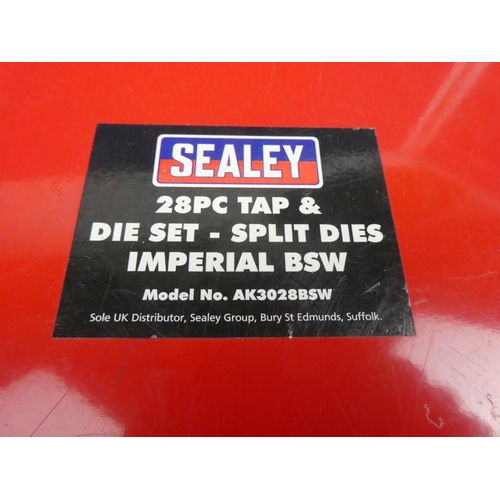 1165 - A cased Sealey 28 piece Tap and Die Set.