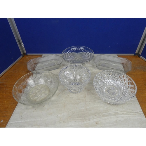 108 - An assortment of glass fruit bowls, trays and more.