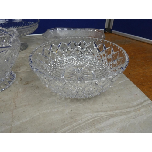 108 - An assortment of glass fruit bowls, trays and more.