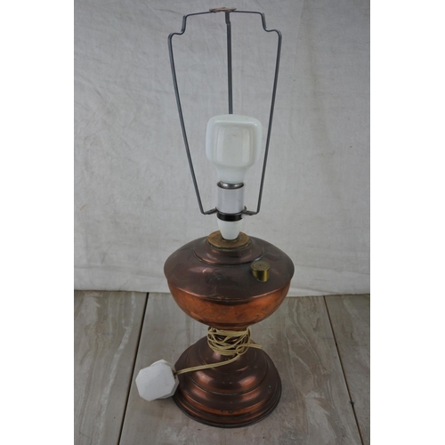 219 - A vintage copper lamp base.  Approx 50cm.