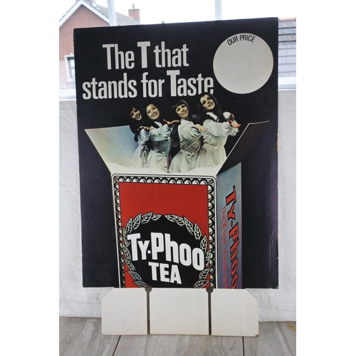 355 - A vintage cardboard display for  Typhoo Tea. Approx 48x75cm.