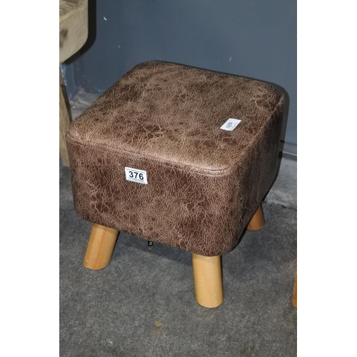 376 - A small upholstered stool. Approx 30x30x30cm.