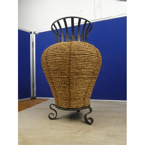 456 - A metal and wicker covered vase. Approx 40cm.