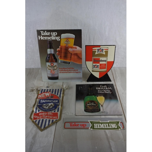 30 - A collection of vintage beer signs, flag and more