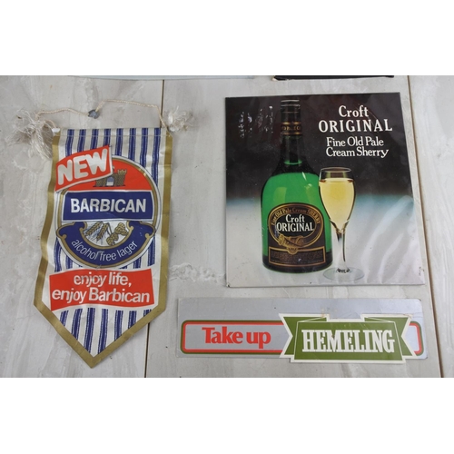 30 - A collection of vintage beer signs, flag and more