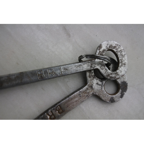 56 - Two antique railway carriage keys, stamped BR 1 & BR SC1.