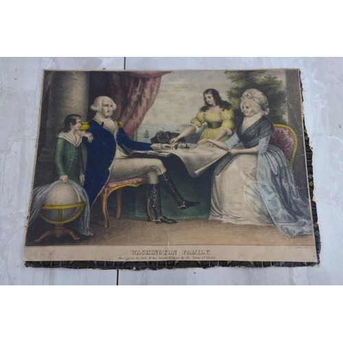 74 - A unframed antique print 'Washington Family'. Approx 23x33cm.