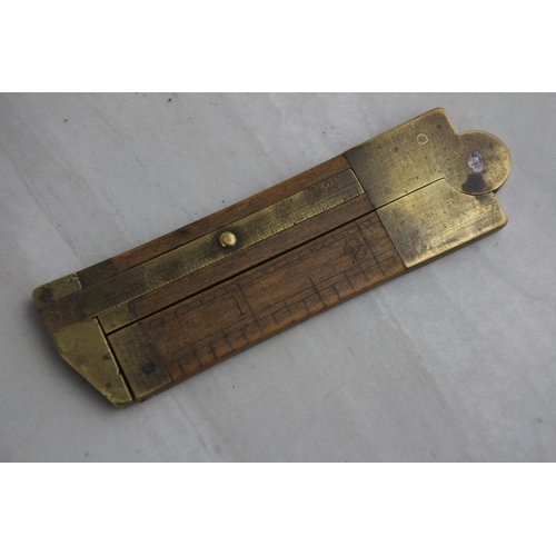 80 - An antique miniature brass and wooden ruler by maker J Rabone & Sons, Birmingham.