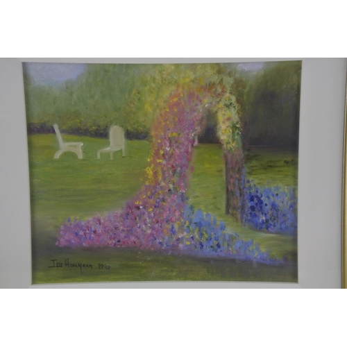 84 - A gilt framed oil painting 'Summer Garden' signed Iris Houyann.