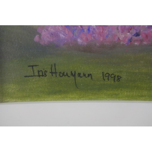 84 - A gilt framed oil painting 'Summer Garden' signed Iris Houyann.