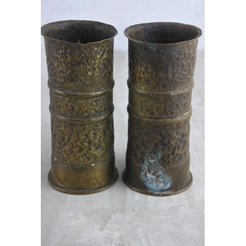 90 - A pair of antique brass Trench Art shell cases.