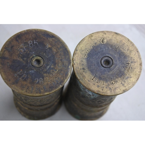 90 - A pair of antique brass Trench Art shell cases.