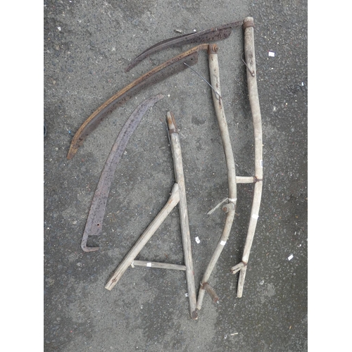 640 - Two wooden scythes and more.