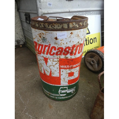 663 - A vintage Agricastrol motor oil container.