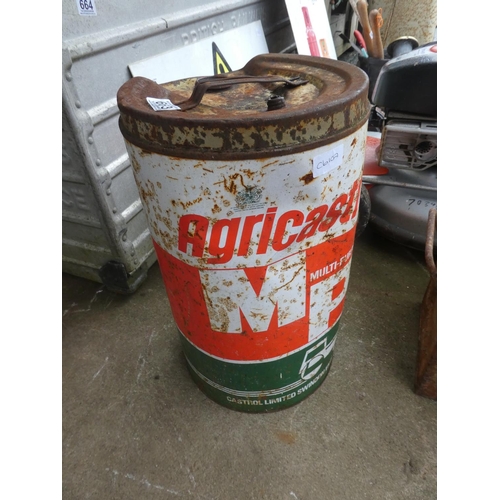 663 - A vintage Agricastrol motor oil container.