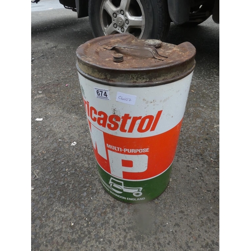 674 - An Agricastrol motor oil can.