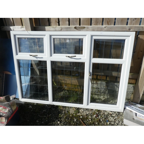 746 - A large three panelled PVC window, measuring 178cm x 6.5cm x 120cm.