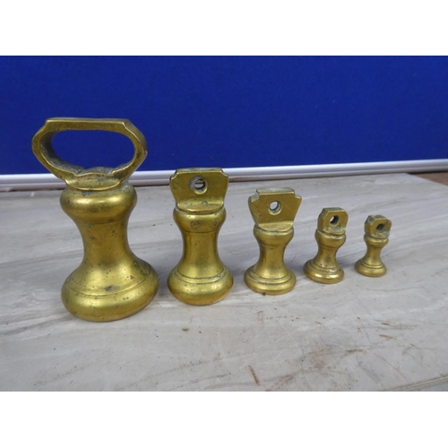 81 - A set of five brass weights.