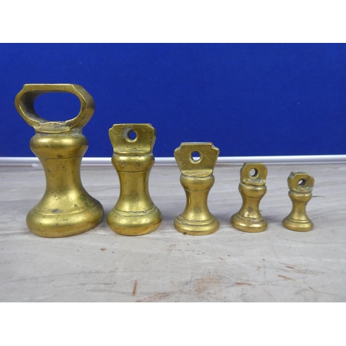 81 - A set of five brass weights.