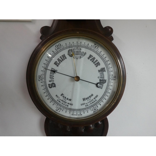 201 - An antique mahogany banjo barometer (a/f).  Approx 80cm.