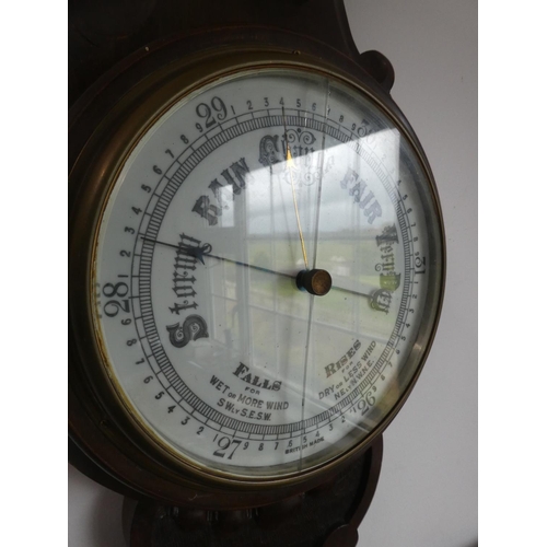 201 - An antique mahogany banjo barometer (a/f).  Approx 80cm.