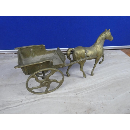 213 - A brass horse and cart.