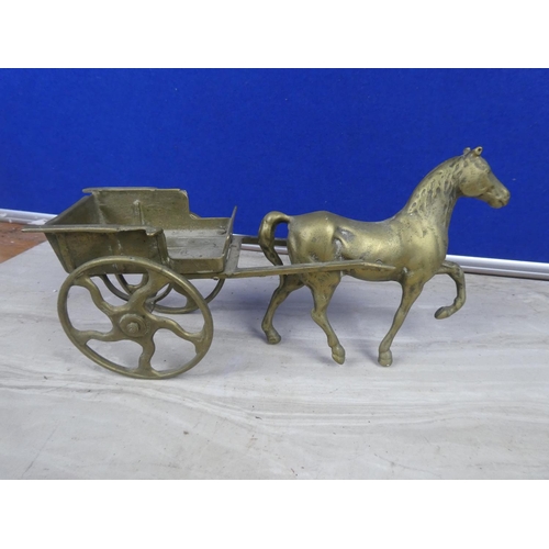 213 - A brass horse and cart.