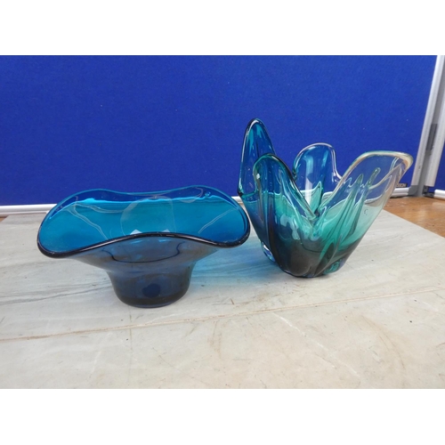 260 - Two vintage glass coloured bowls.