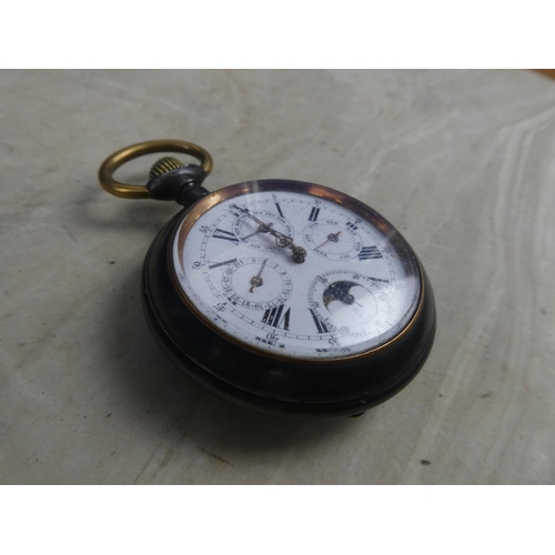 339 - A vintage Acier Swiss Moon Phase Calendar pocket watch.