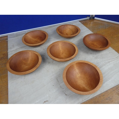 379 - A set of six vintage BariboCraft wooden bowls.