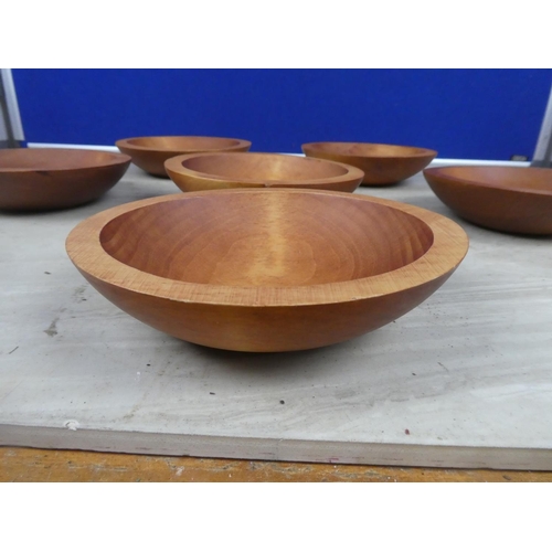 379 - A set of six vintage BariboCraft wooden bowls.